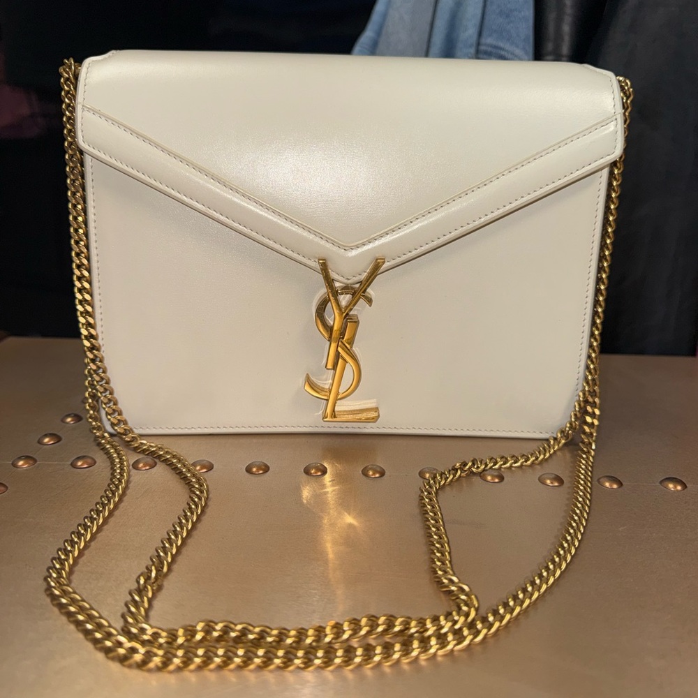 Yves Saint Laurent White Leather Chain Bag